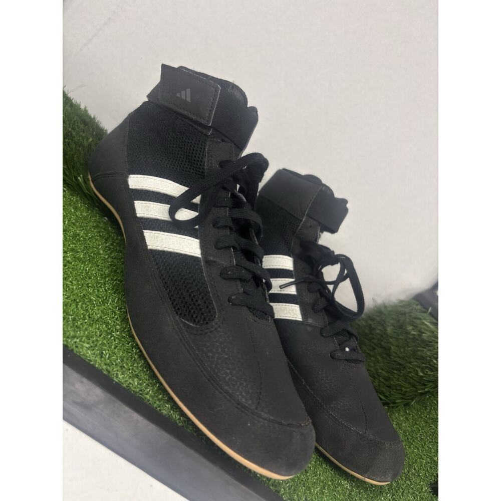 Adidas HVC 2 Wrestling Shoes Black Leather Mid Top AQ3325 Mens US Size 10 - Picture 3 of 9